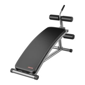 Sit Up Bench, Curved Decline Ab Bench with Reverse Crunch Handle, with 6 Adjustable Height Setting, Heavy Duty Steel