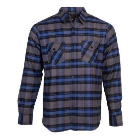 Flannel Casual Button Down Shirts (Color: Royal Blue, size: L)